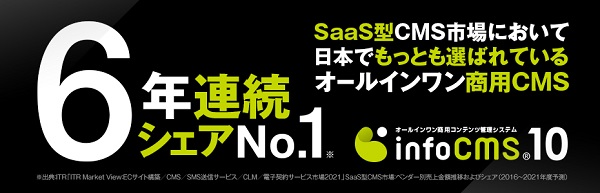 「infoCMS(R)」がSaaS型CMS市場において6年連続シェアNo.1を獲得のバナー